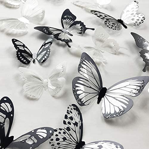  Toyvian 4 calcomanías de pared de mariposa 3D