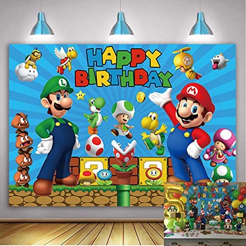 Fondo Fotografía GCH Feliz Cumpleaños Mario Bros decoración
