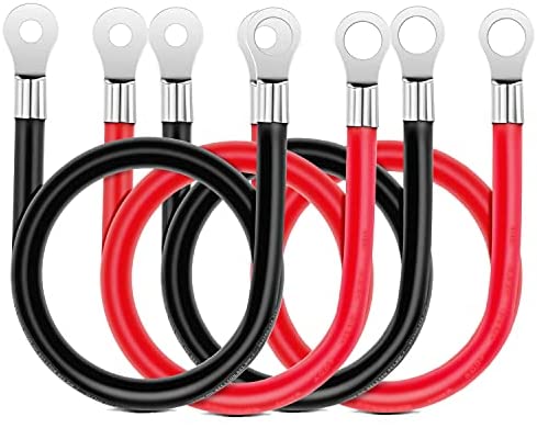 LDOPTO - Cables de batería de 6 AWG de 20 pulgadas para el inversor de  batería de automóvil con terminales, cables inversores de batería de cobre