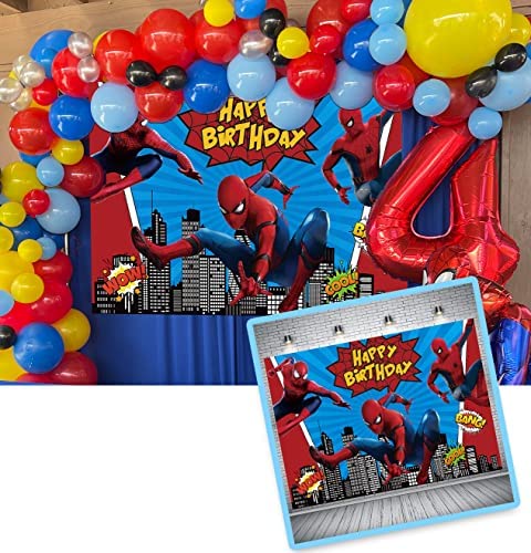 Telón de Fondo TXUE Feliz Cumpleaños Spider-Man 7x5ft- Lapson México