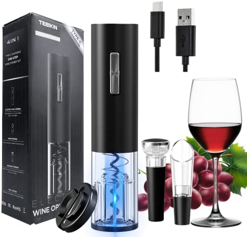 TEBIKIN - Juego de abridor eléctrico de vino automático para