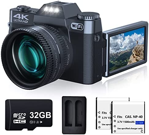  Cámara digital para fotografía de 48 MP FHD con WiFi de 3.0  pulgadas 16X zoom digital videocámara para  con tarjeta SD de 32 GB  y 2 baterías : Electrónica