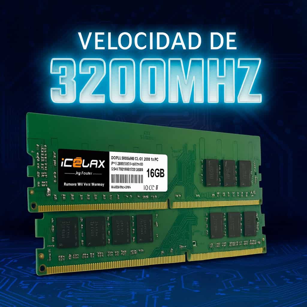 Alternative view of Memoria Ram Icoolax Ddr4 16gb 3200mhz Longdimm -verde