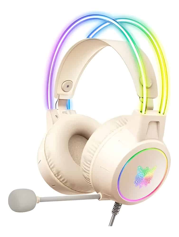 Audífonos Gamer Alámbrico Onikuma X15 Pro Rgb Usb Beige