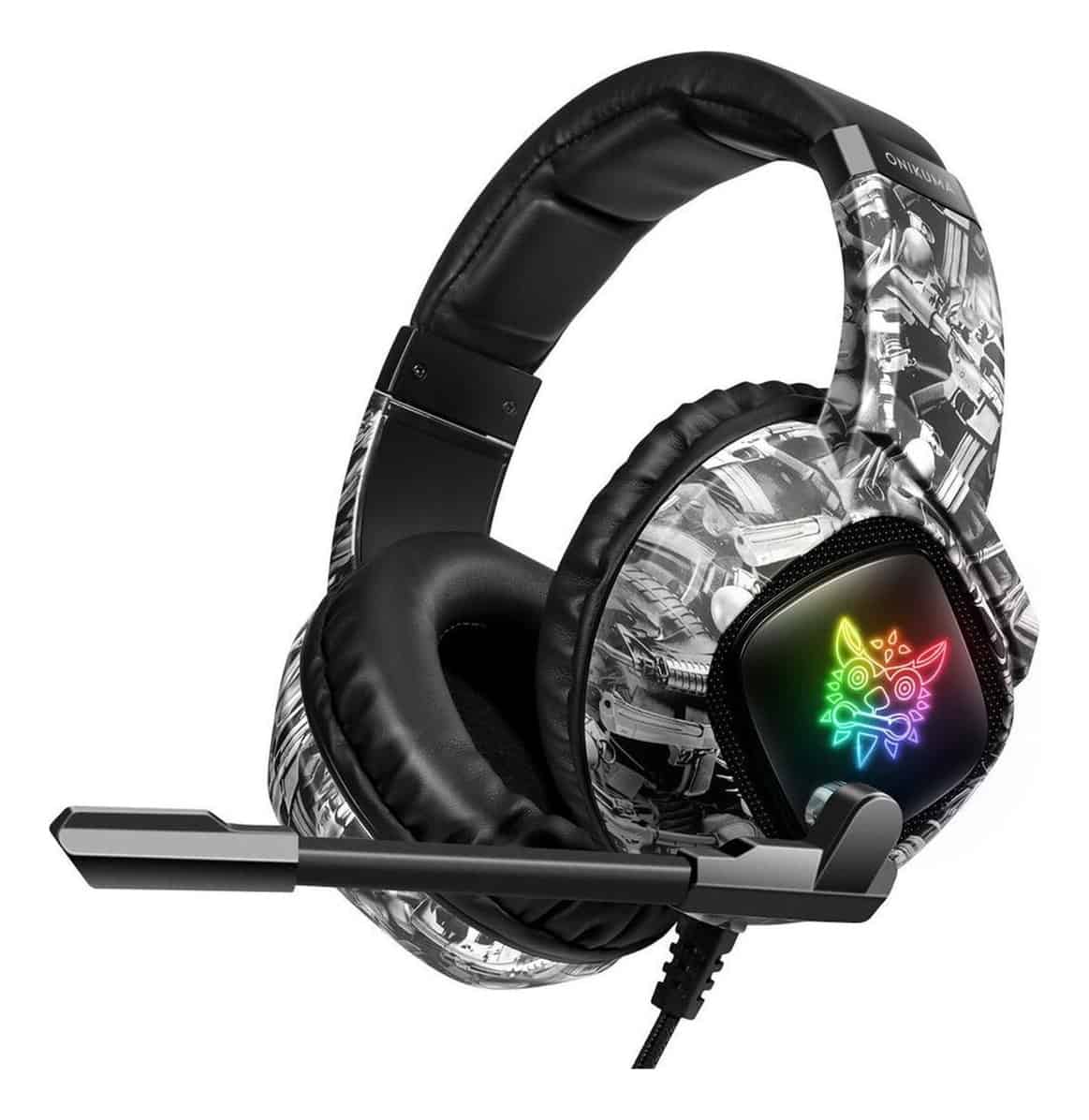 Audifonos Gamer Alámbrico Onikuma K19 Camouflage Gris