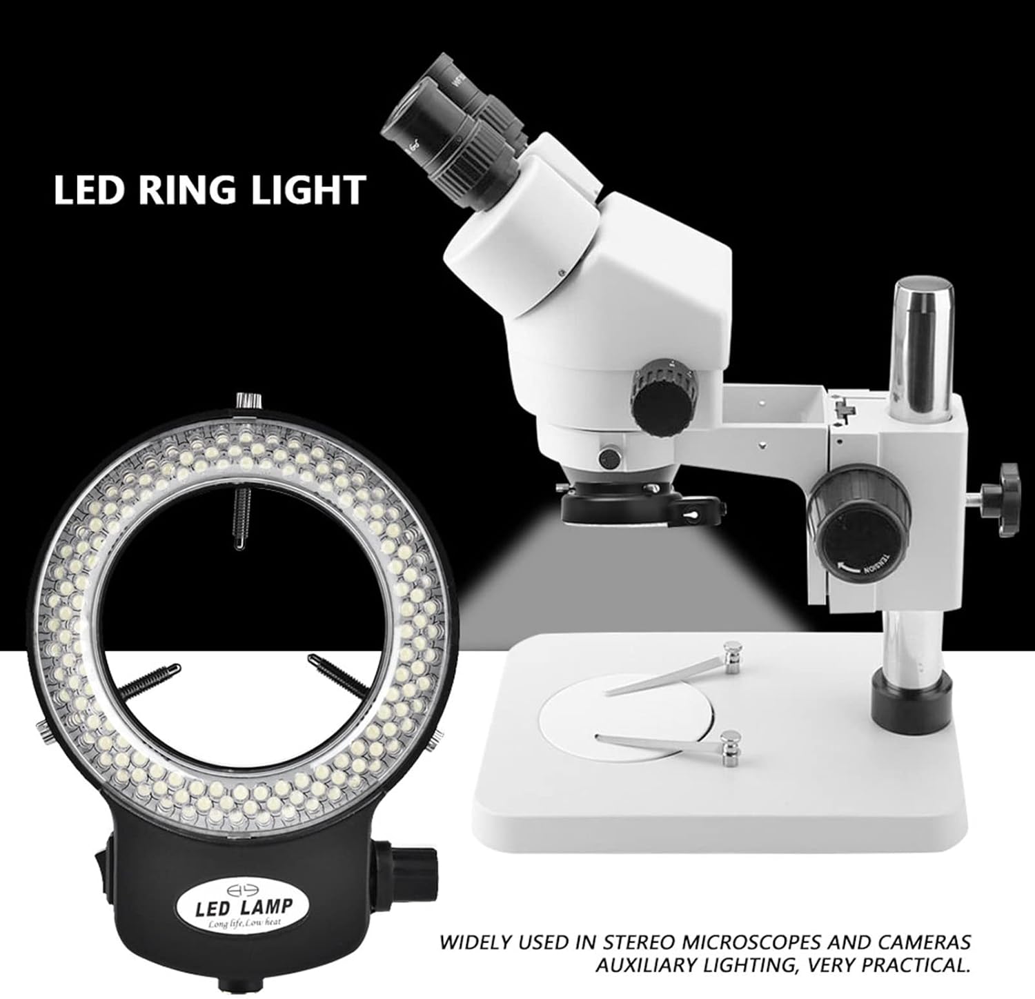 Alternative view of Lámpara Aro LED 144 Bulbos Microscopio Walfront Atenuable US