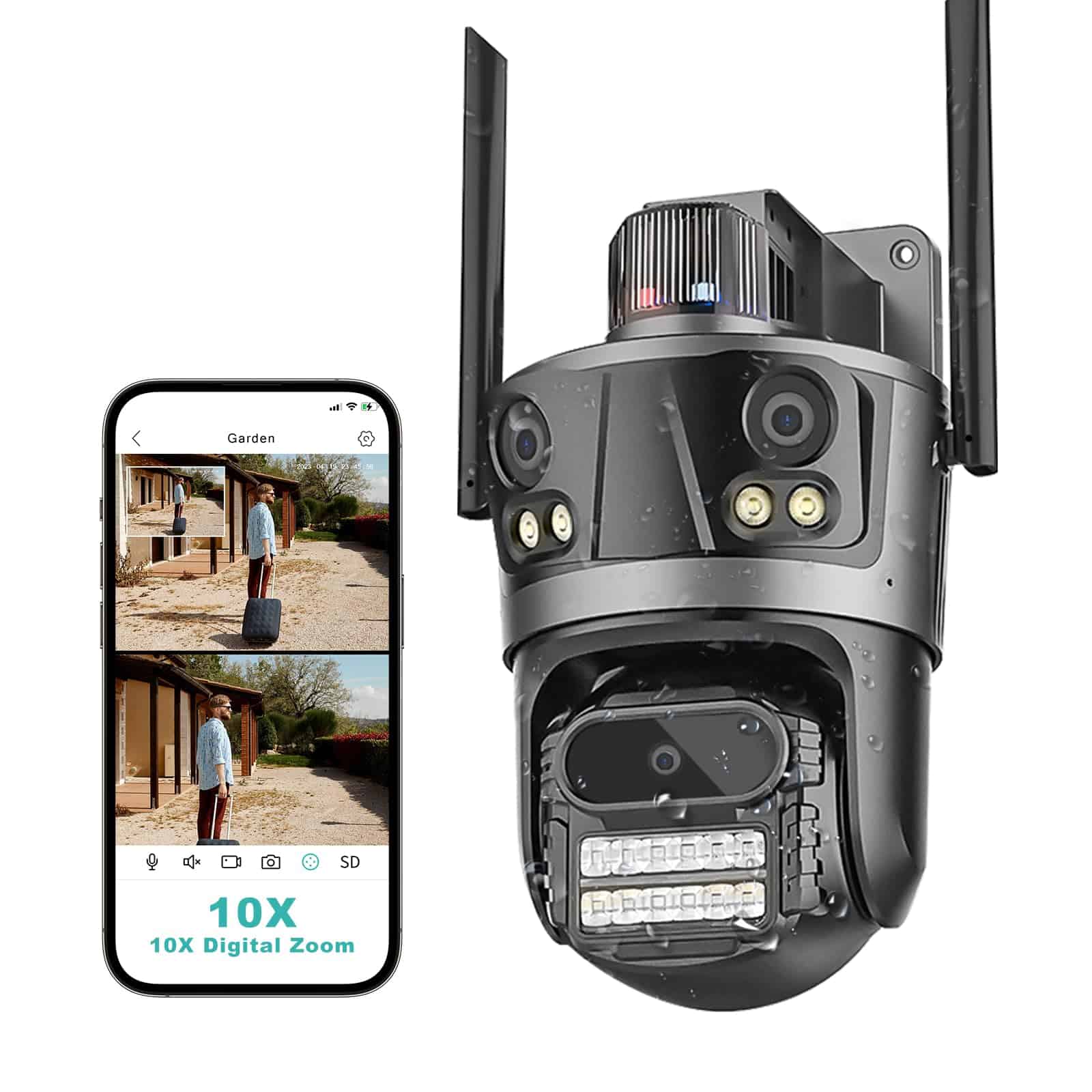 Cámara de seguridad inalámbrica exterior 2.4G WiFi PTZ
