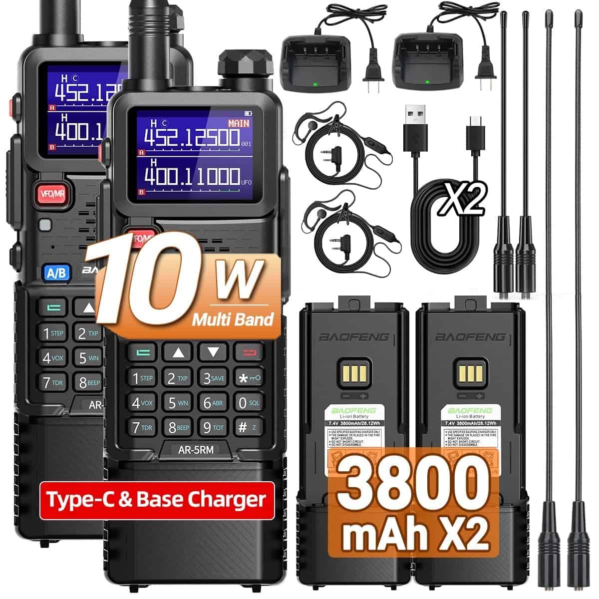 Radio de Ham BAOFENG AR-5RM 10W Walkie Talkies de Largo