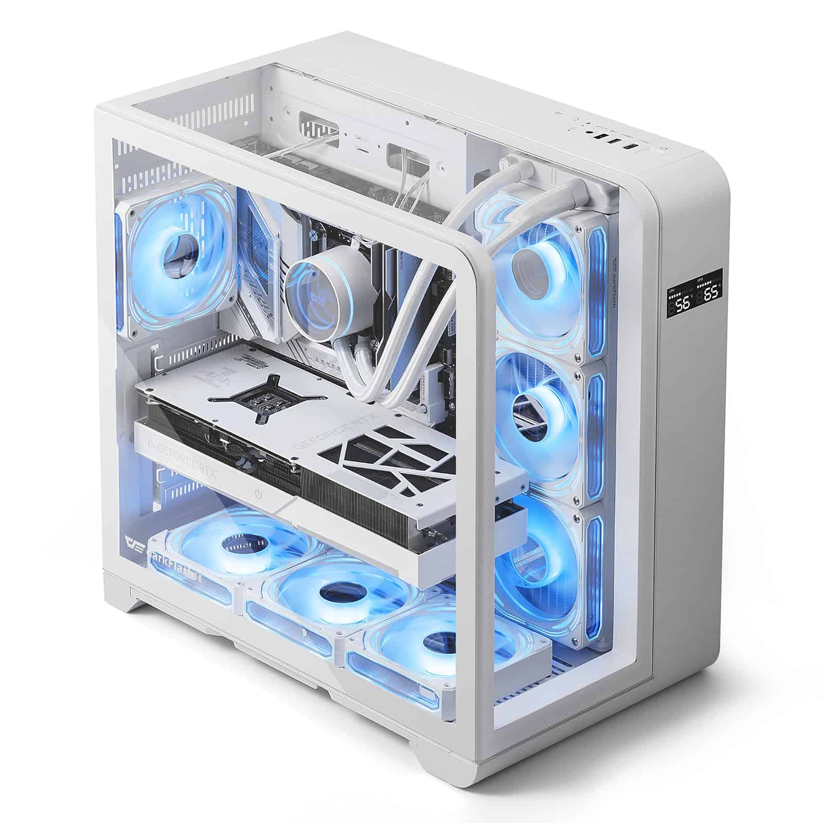 Gabinete de PC darkFlash ATX Mid-Tower con Pantalla, Tres