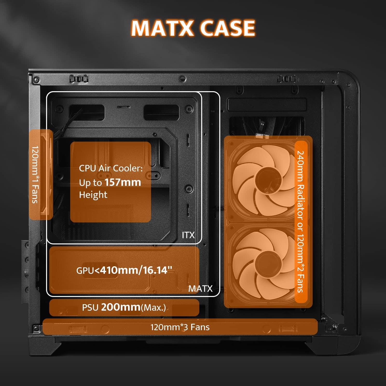 Alternative view of darkFlash Caja para PC Gaming MATX con pantalla, carcasa