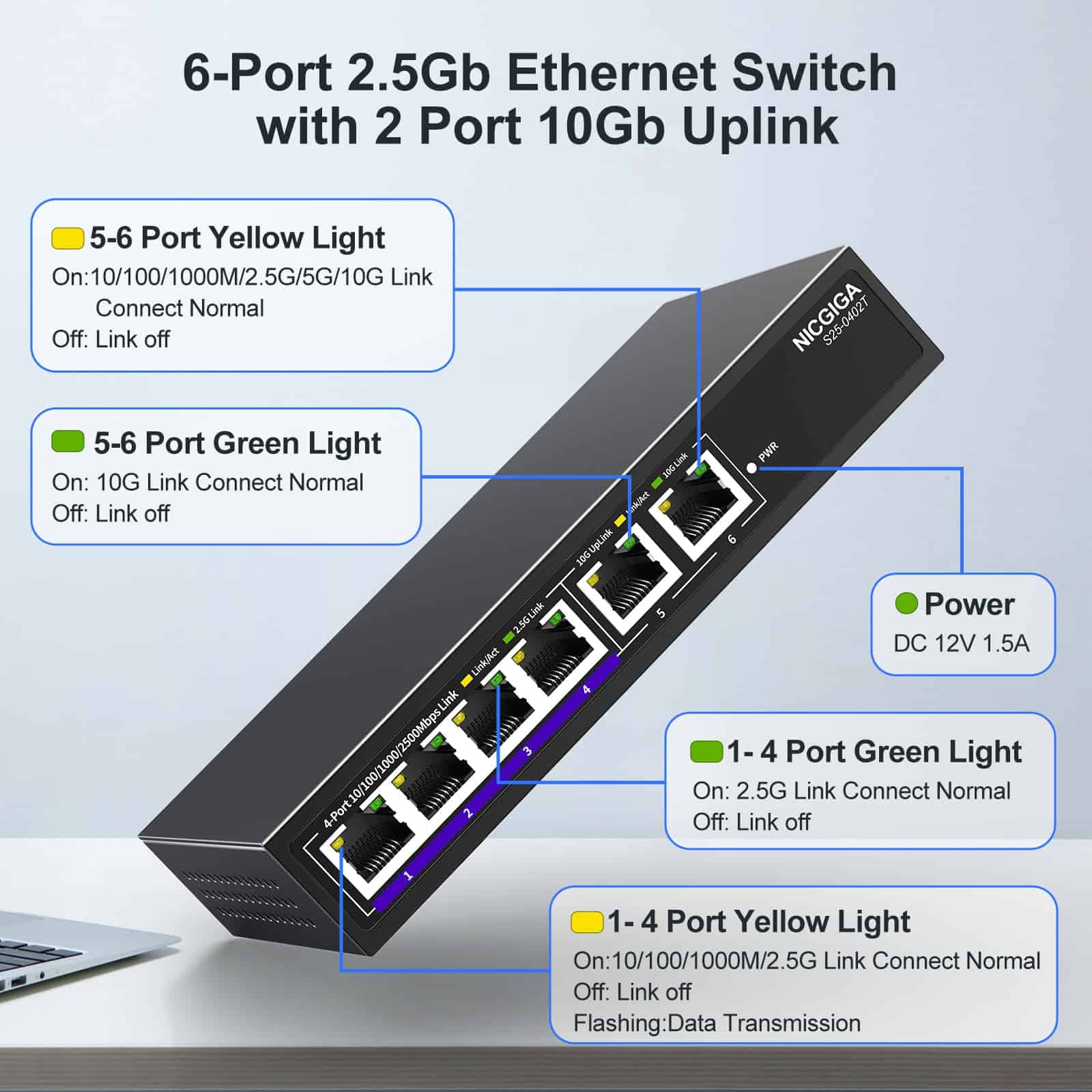 Alternative view of Switch Ethernet 10Gbe no administrado con 2 puertos 10Gb