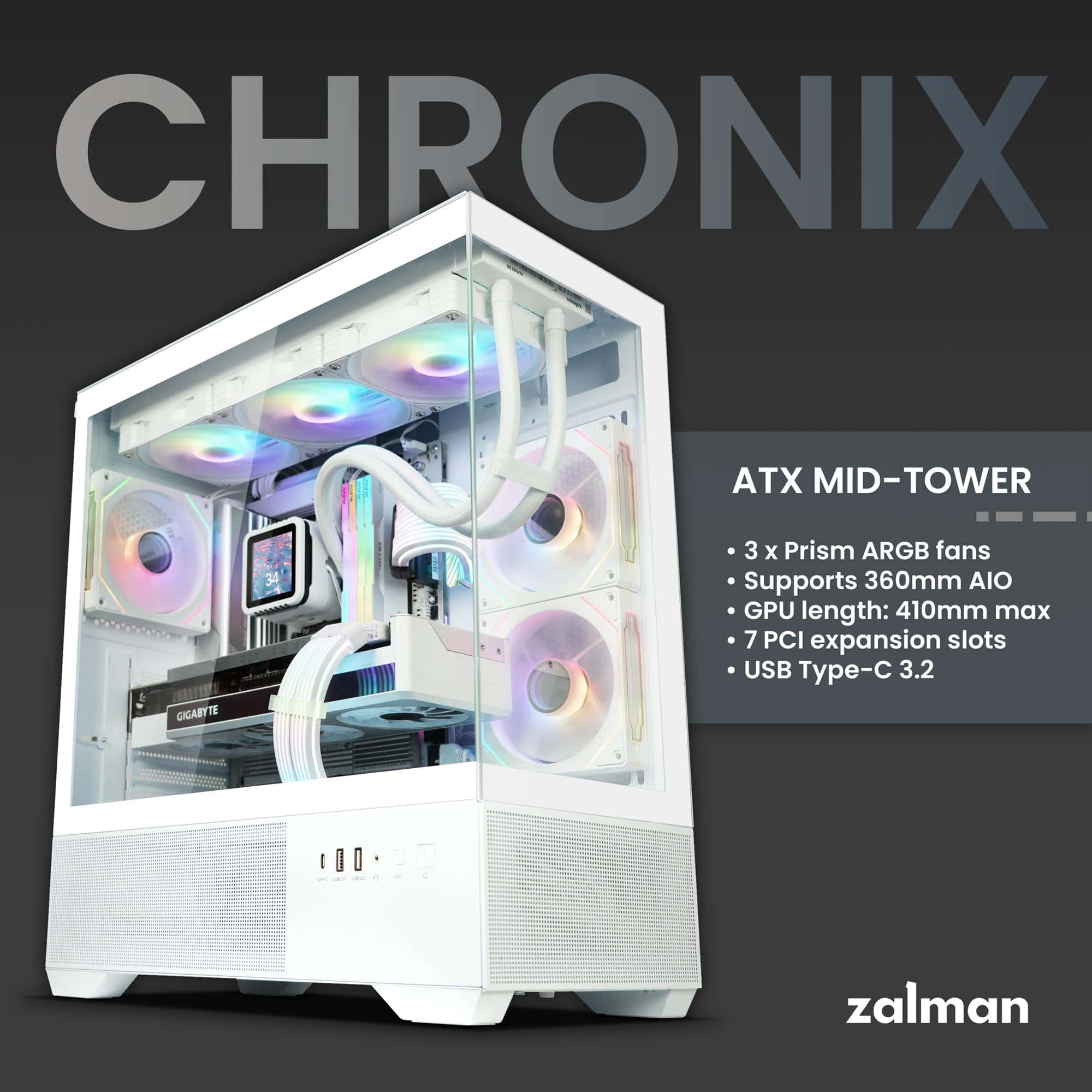 Alternative view of Gabinete para PC Zalman CHRONIX ATX, 3 ventiladores ARGB