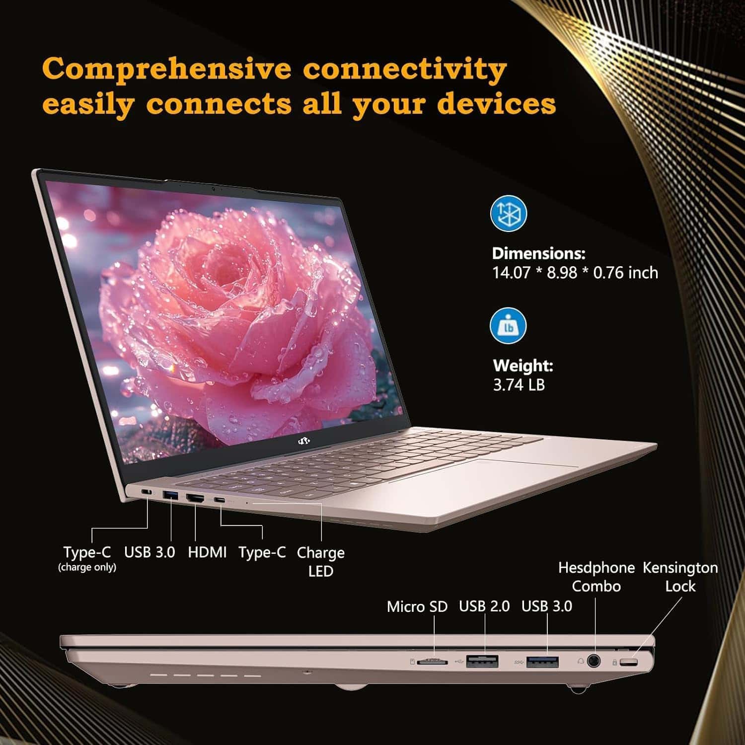 Alternative view of Laptop NIMO NIMO 15.6'' Intel Celeron N100 16GB 1TB -Rosa