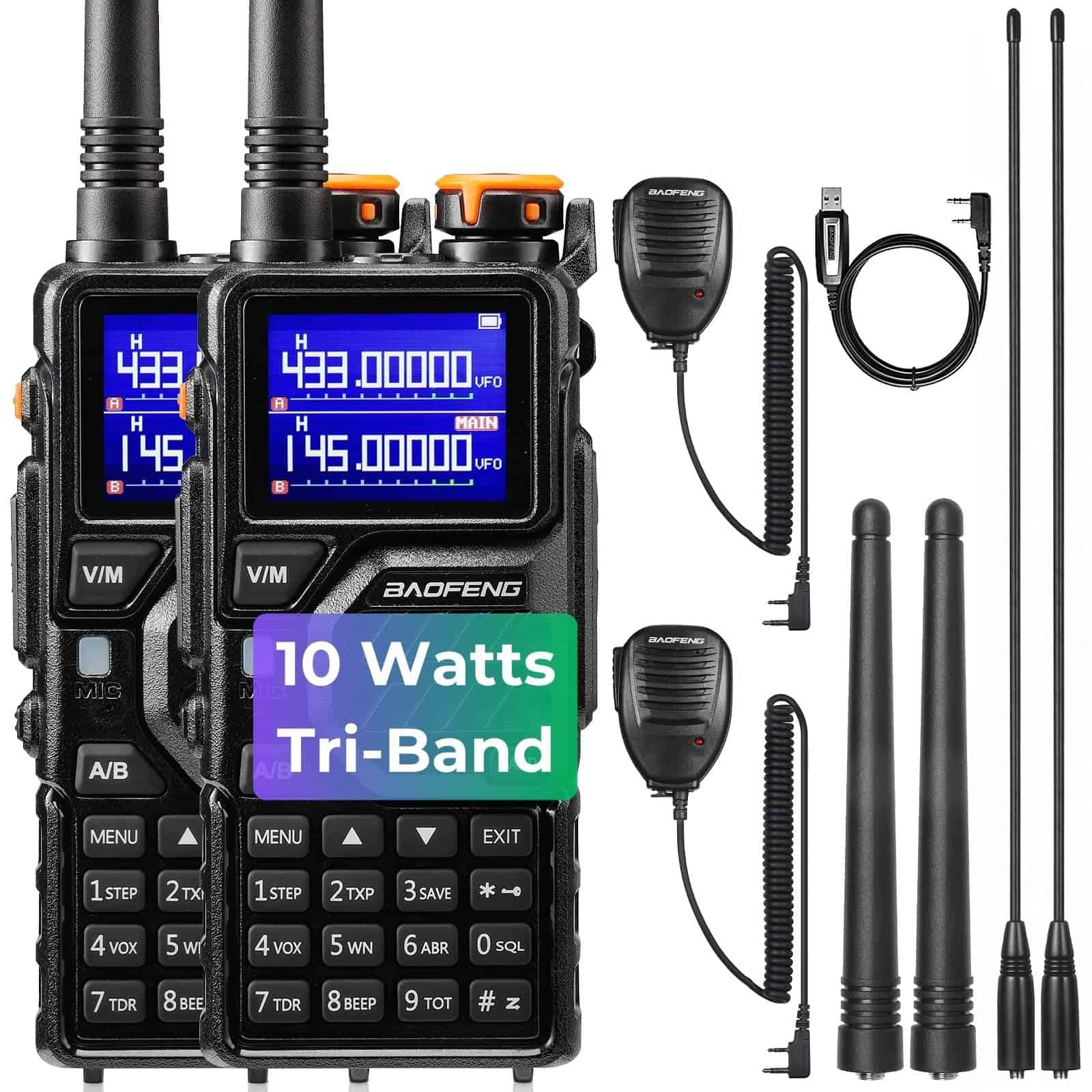 Radio de banda tri BAOFENG K5PLUS 10W, Walkie Talkies de