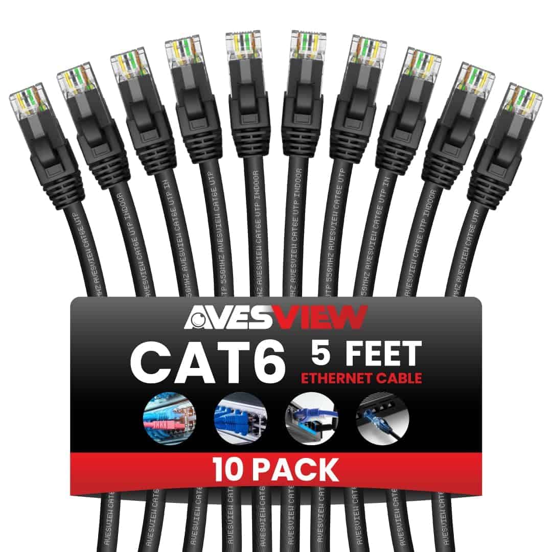 AvesView CAT 6 Cable Ethernet de 5FT (paquete de 10), Cable