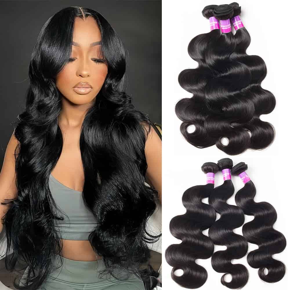 12A Paquetes de Cabello Humano 300g -Negro Natural 3 Paquete