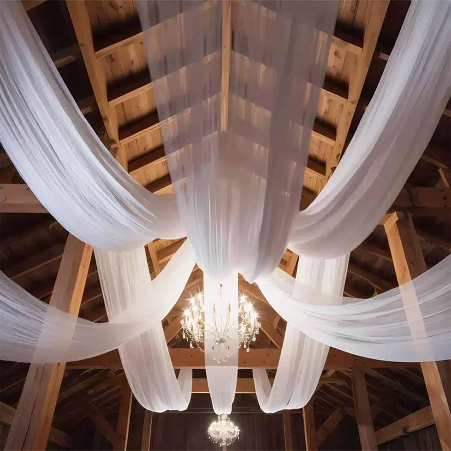 Cortinas de Techo Blancas para Bodas - 6 Paneles de Tela de