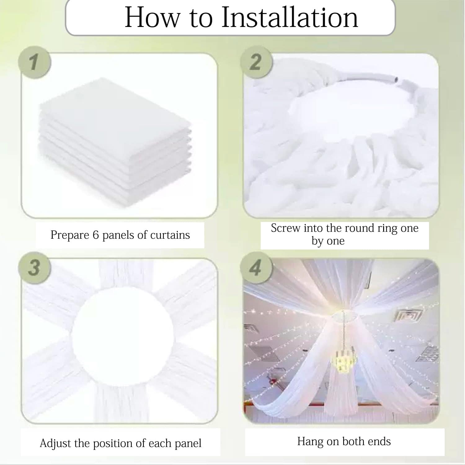 Cortinas de Techo Blancas para Bodas - 6 Paneles de Tela de - Imagen 8
