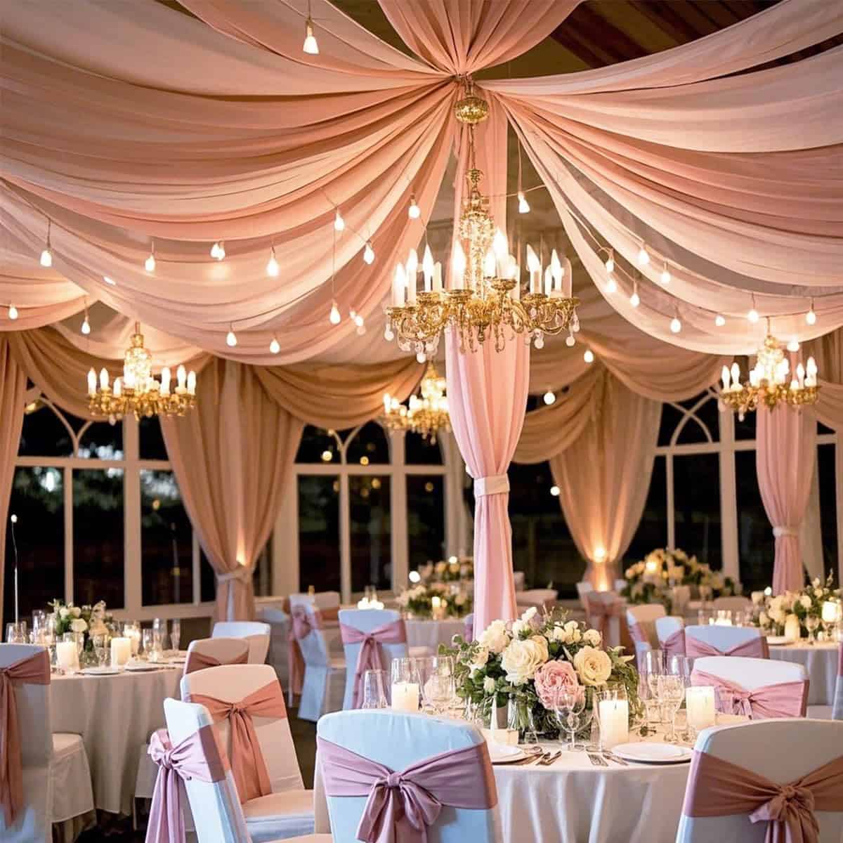 Cortinas de Techo Color Rosa Rubor para Fiestas Paneles de