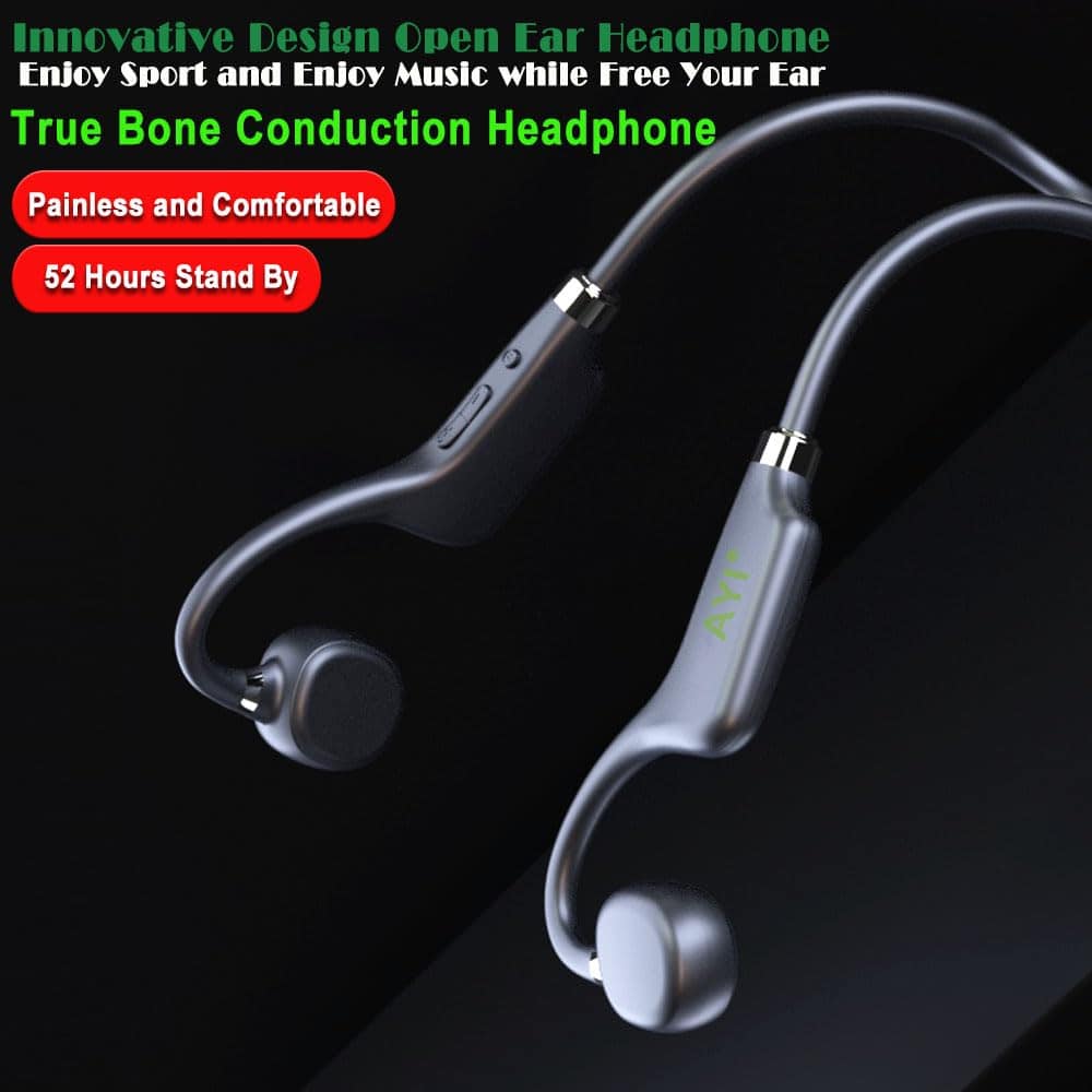 Alternative view of Auriculares de Conducción Ósea Verdadera AYI X9 Negro