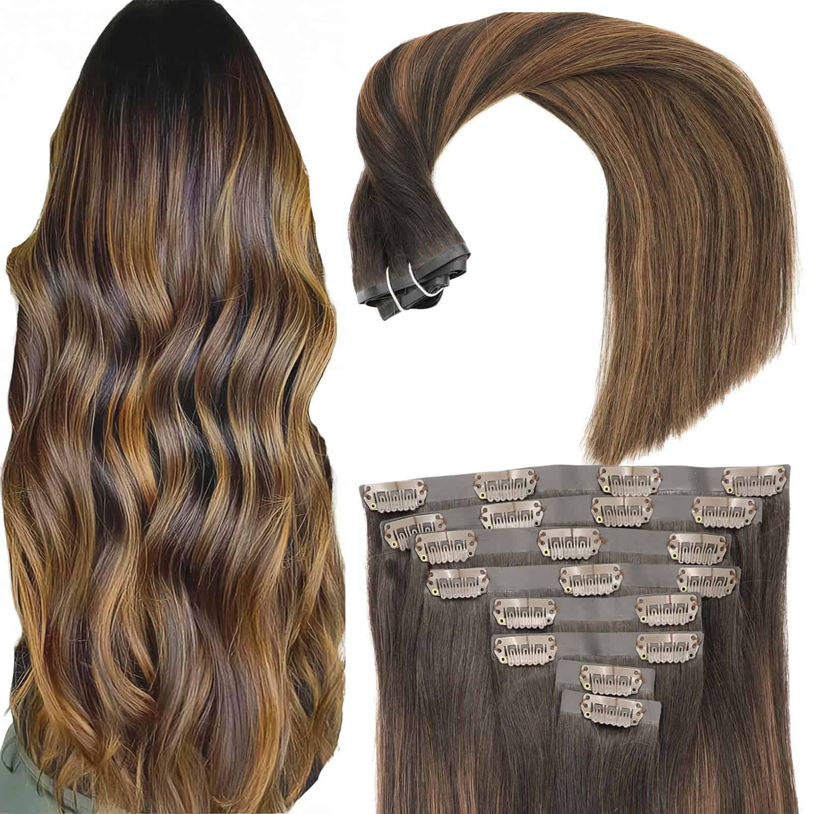 Extensiones de Cabello Clip en sin Costuras Eufficco de