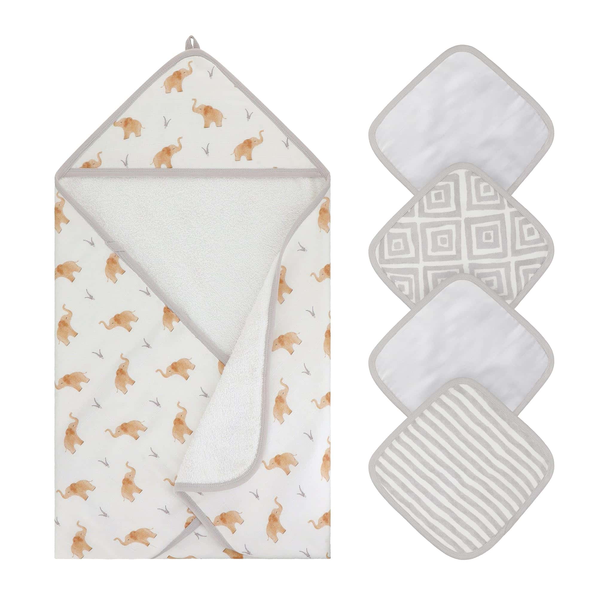 Set de Toallas de Baño con Capucha y Paños de Muselina 100%