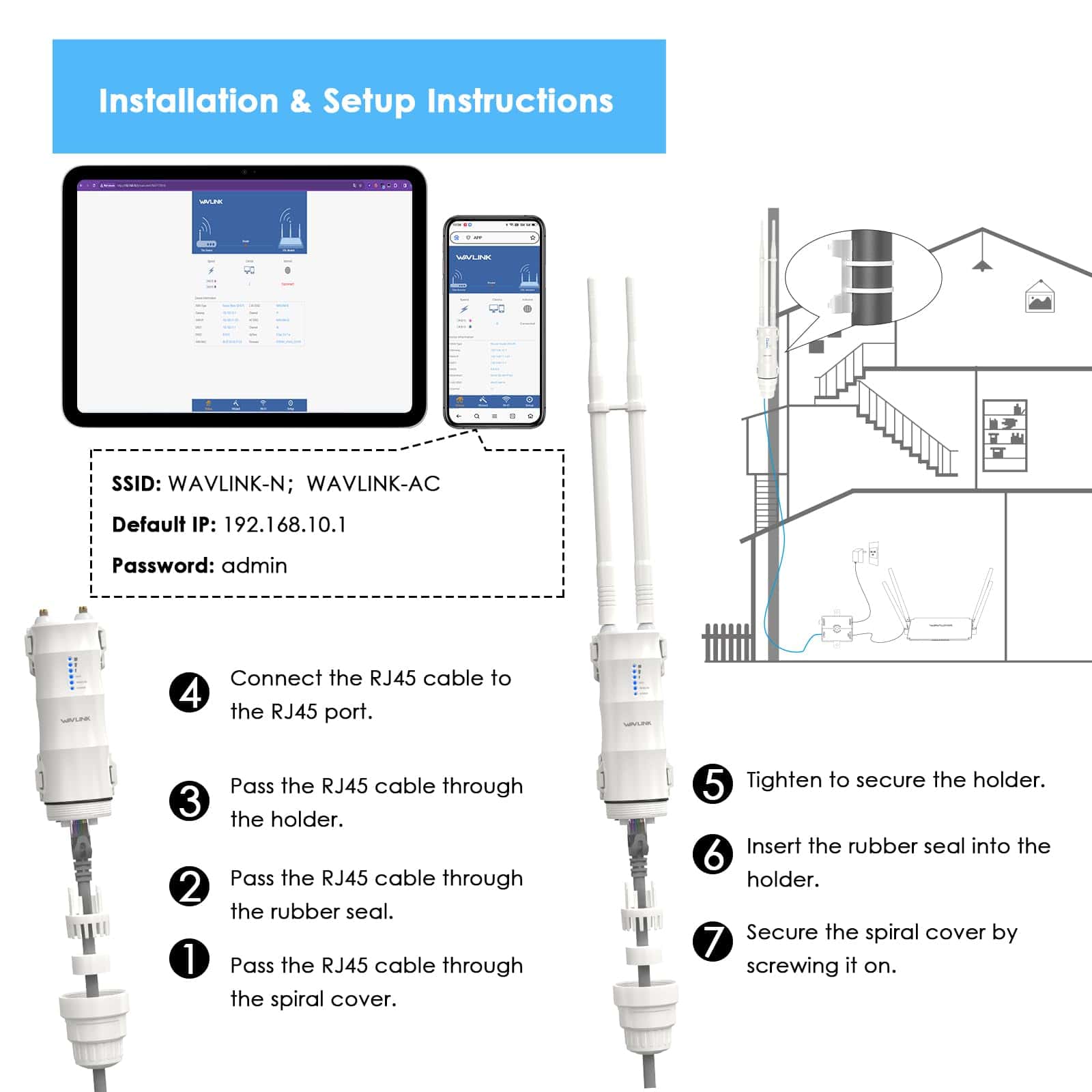 WAVLINK AC600 Extensor de WiFi para Exteriores de Largo - Image 6