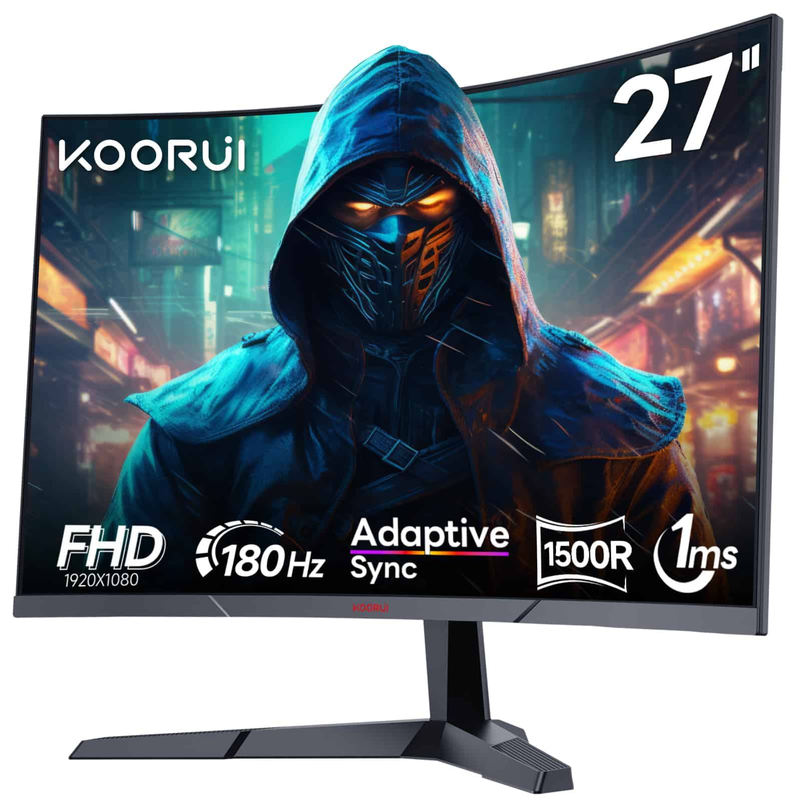 Monitor de Juegos KOORUI 27" Curvo 180Hz 1ms, HDR10,