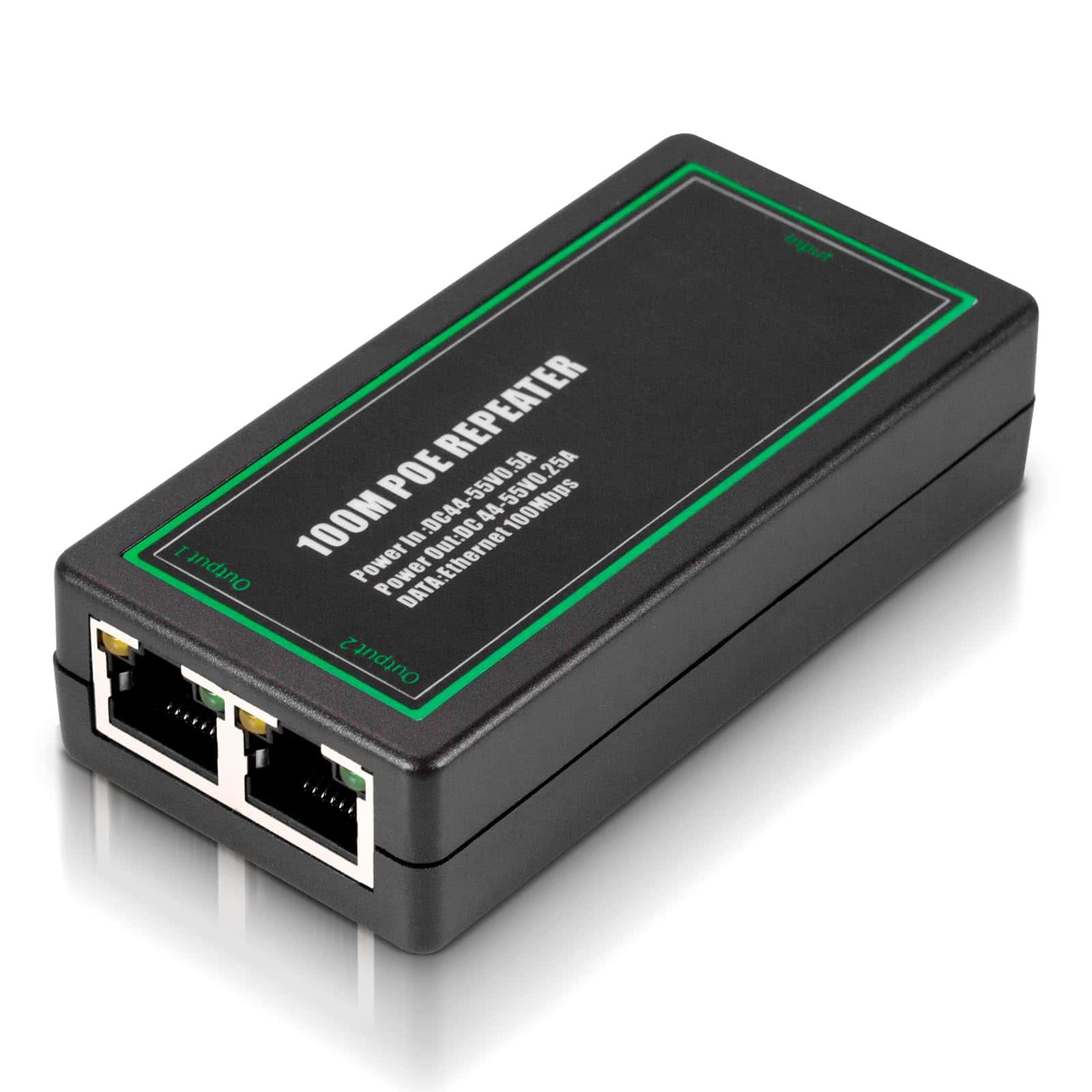 Repetidor Ethernet PoE Extender de 2 Puertos 10/100Mbps, 1