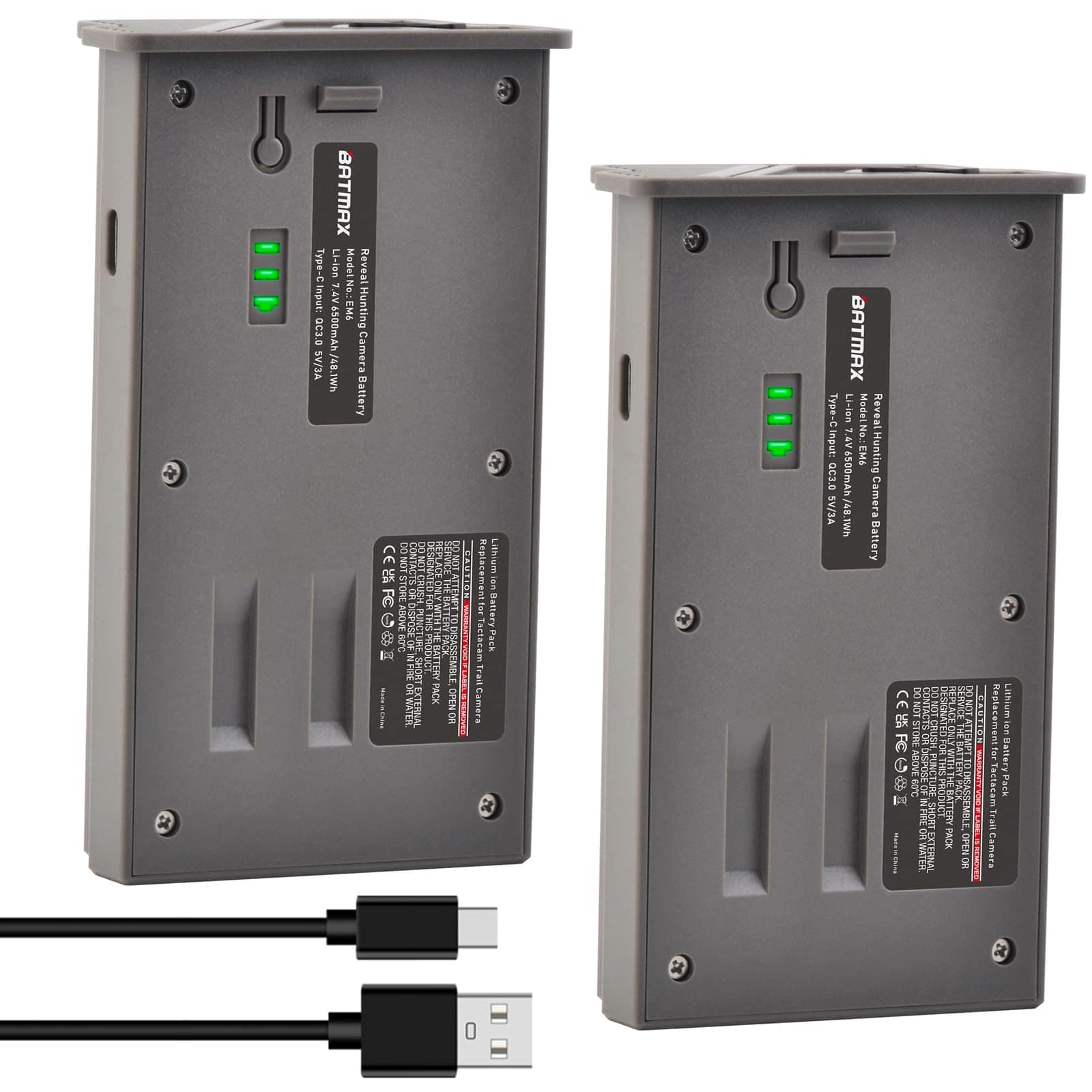 Alternative view of Batmax 2X 6500mAh Batería USB-C para Cámara de Rastreo y