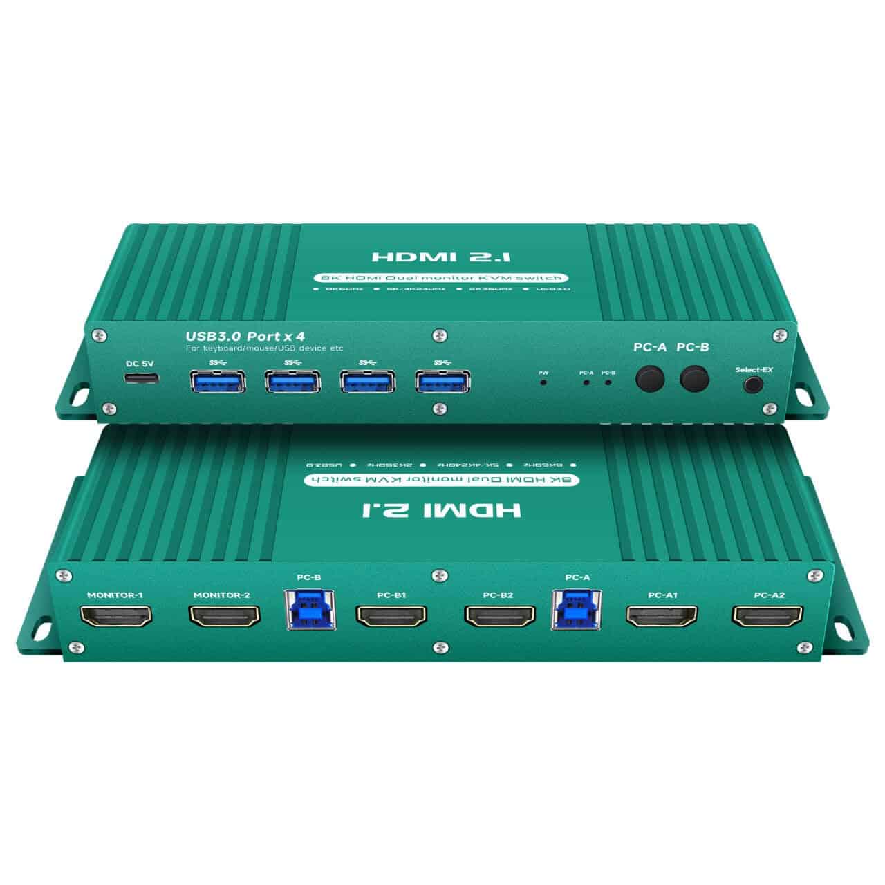Kvm Switch 2 Monitores 2 Computadoras HDMI 2.1 4k 144hz