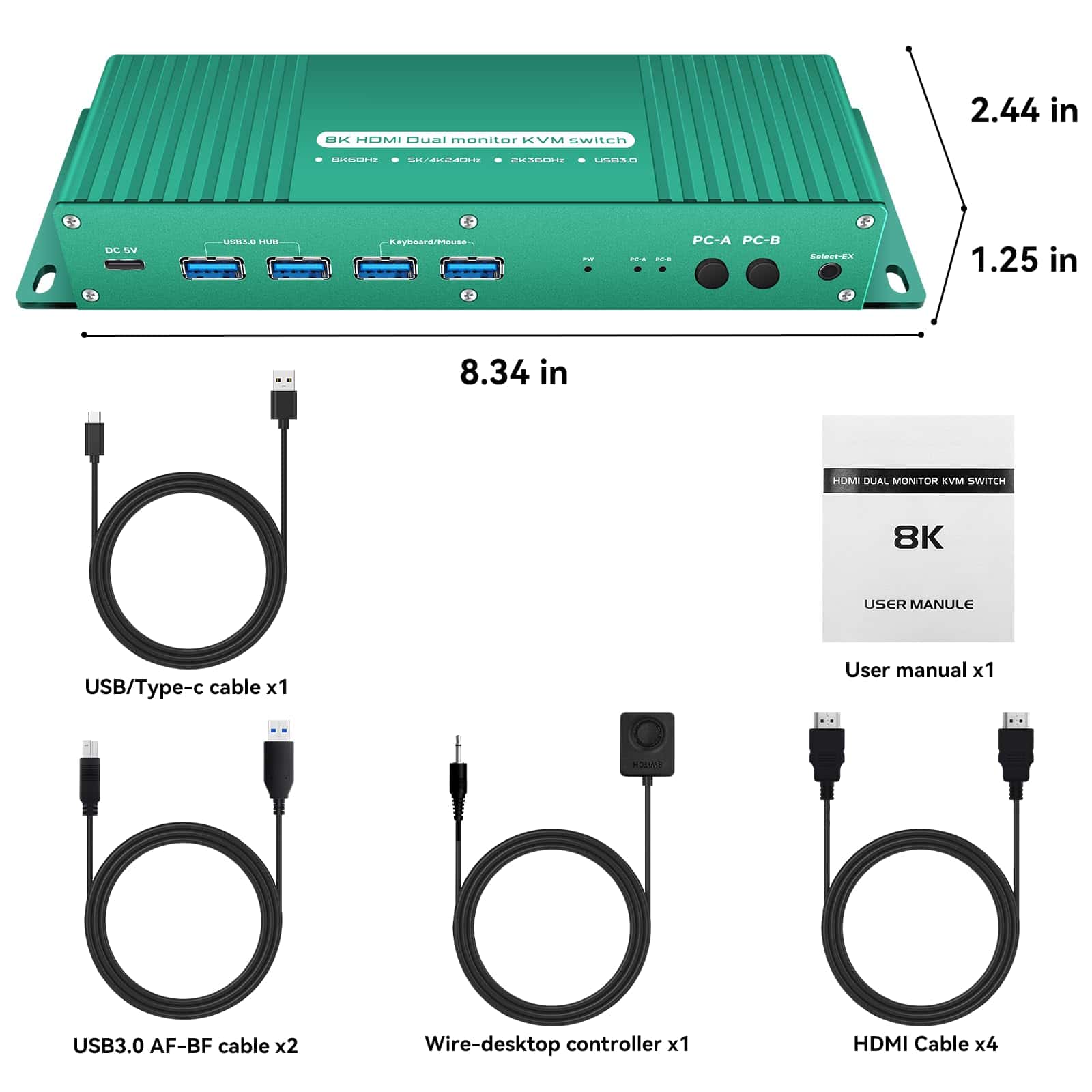 Alternative view of Kvm Switch 2 Monitores 2 Computadoras HDMI 2.1 4k 144hz