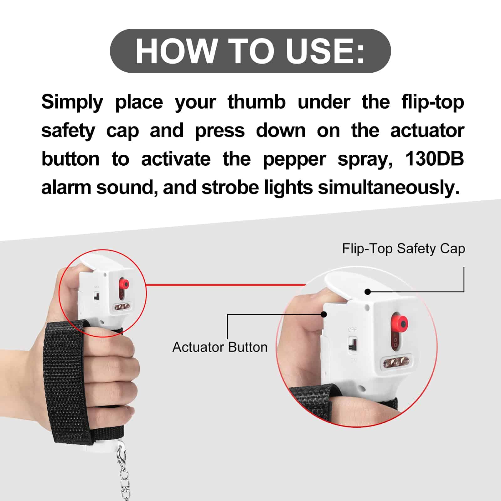 Alternative view of Llavero de Alarma de Seguridad Personal 3 en 1, Spray de