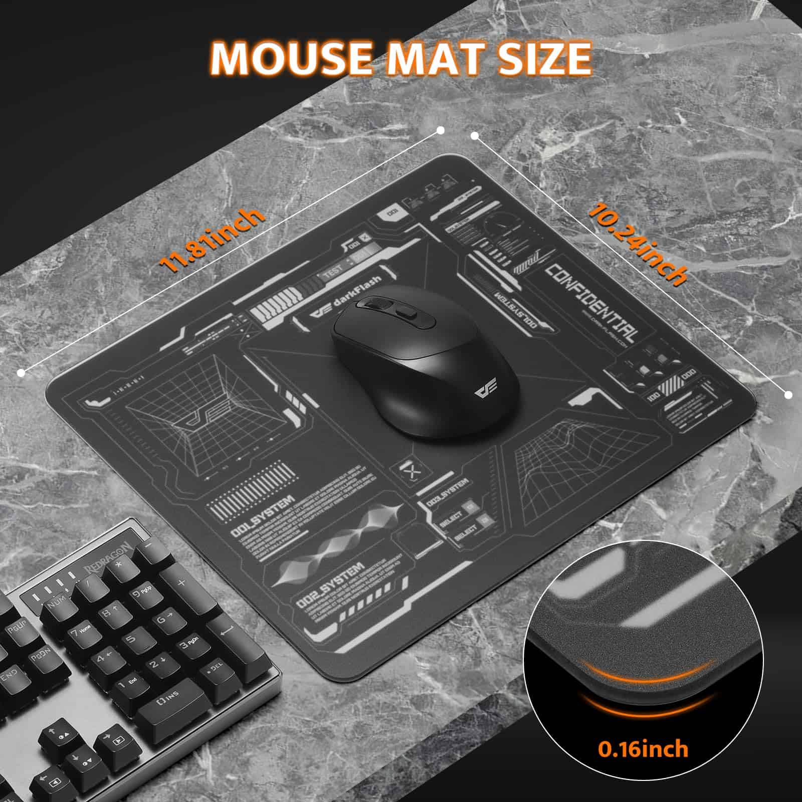 Alternative view of darkFlash Mouse Pad de Vidrio 11.8�10.2 Pulgadas,