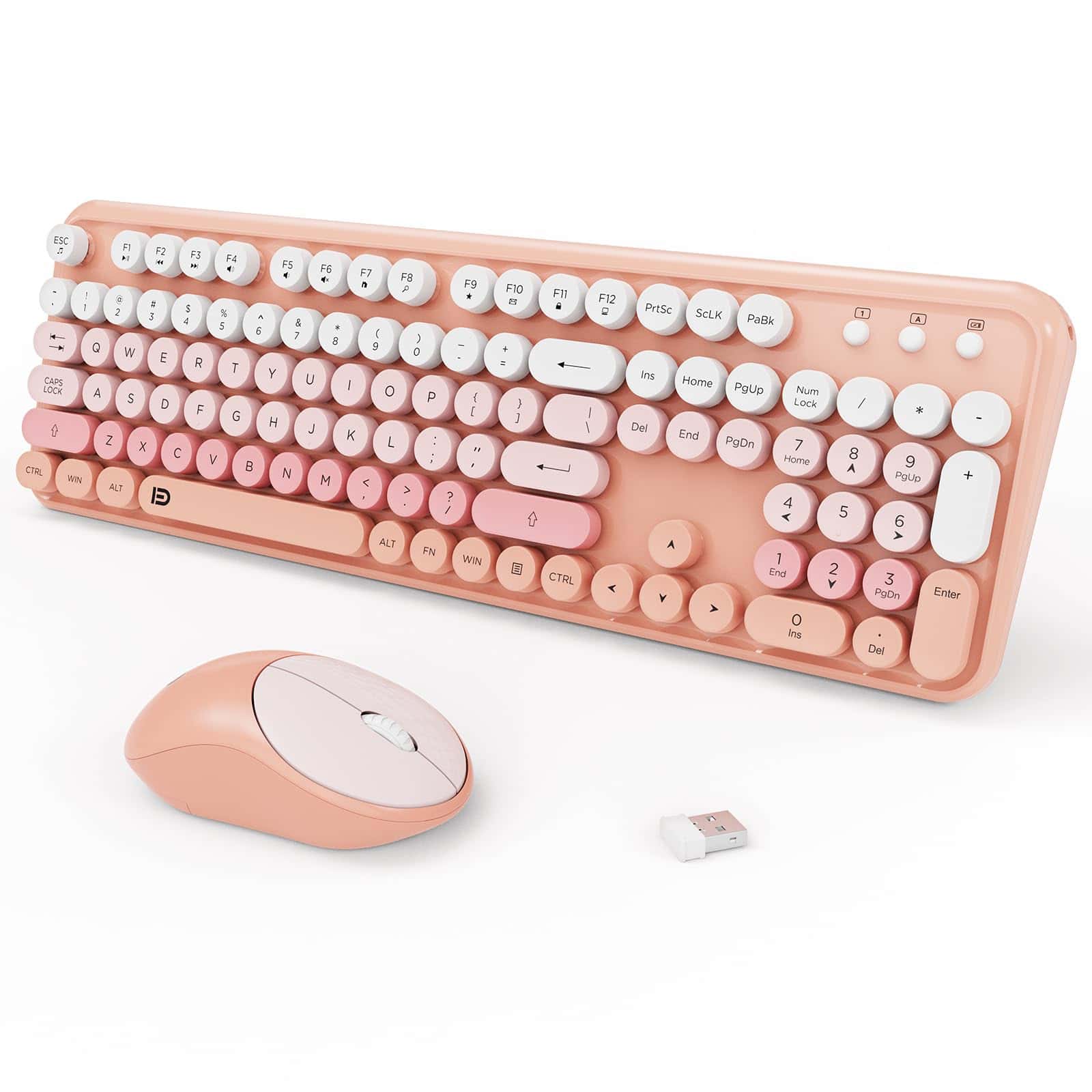 Combo de teclado inalámbrico y ratón, teclado colorido de