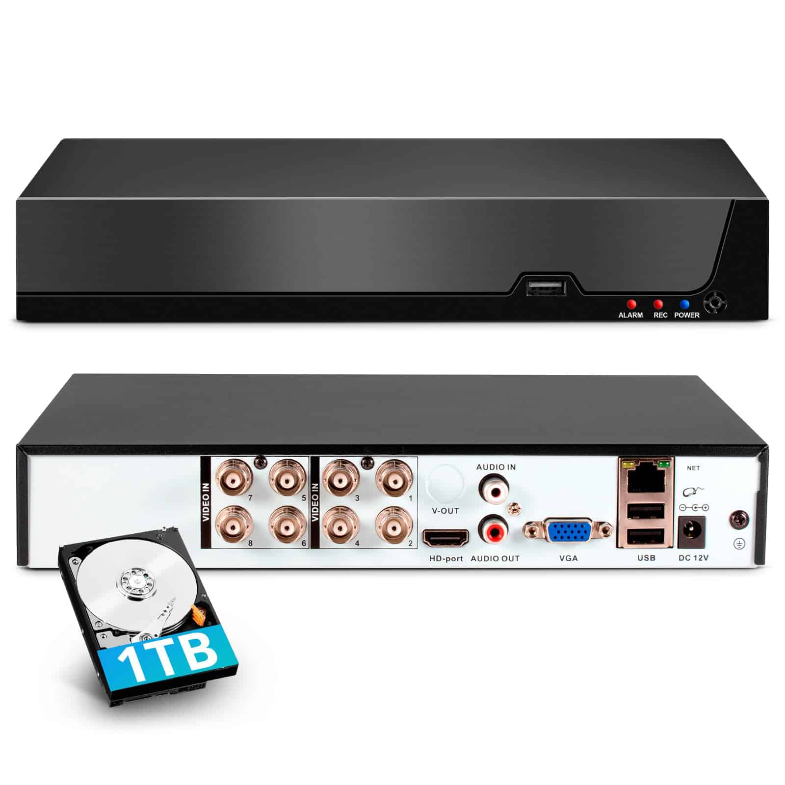 DVR de 8 Canales para Cámara de Seguridad con Disco Duro de