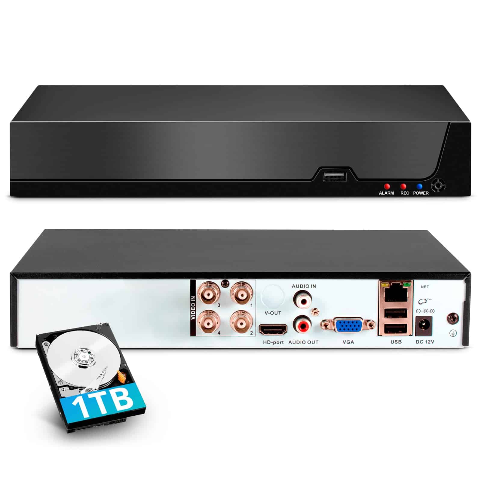 DVR de 4 Canales para Cámara de Seguridad con Disco Duro de