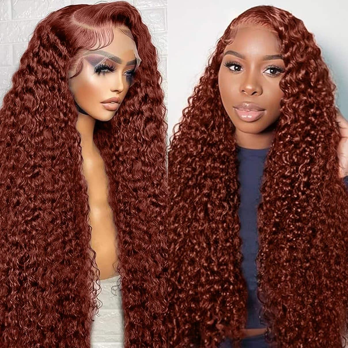 Pelucas de encaje frontal de cabello -Rojo oscuro 13×6