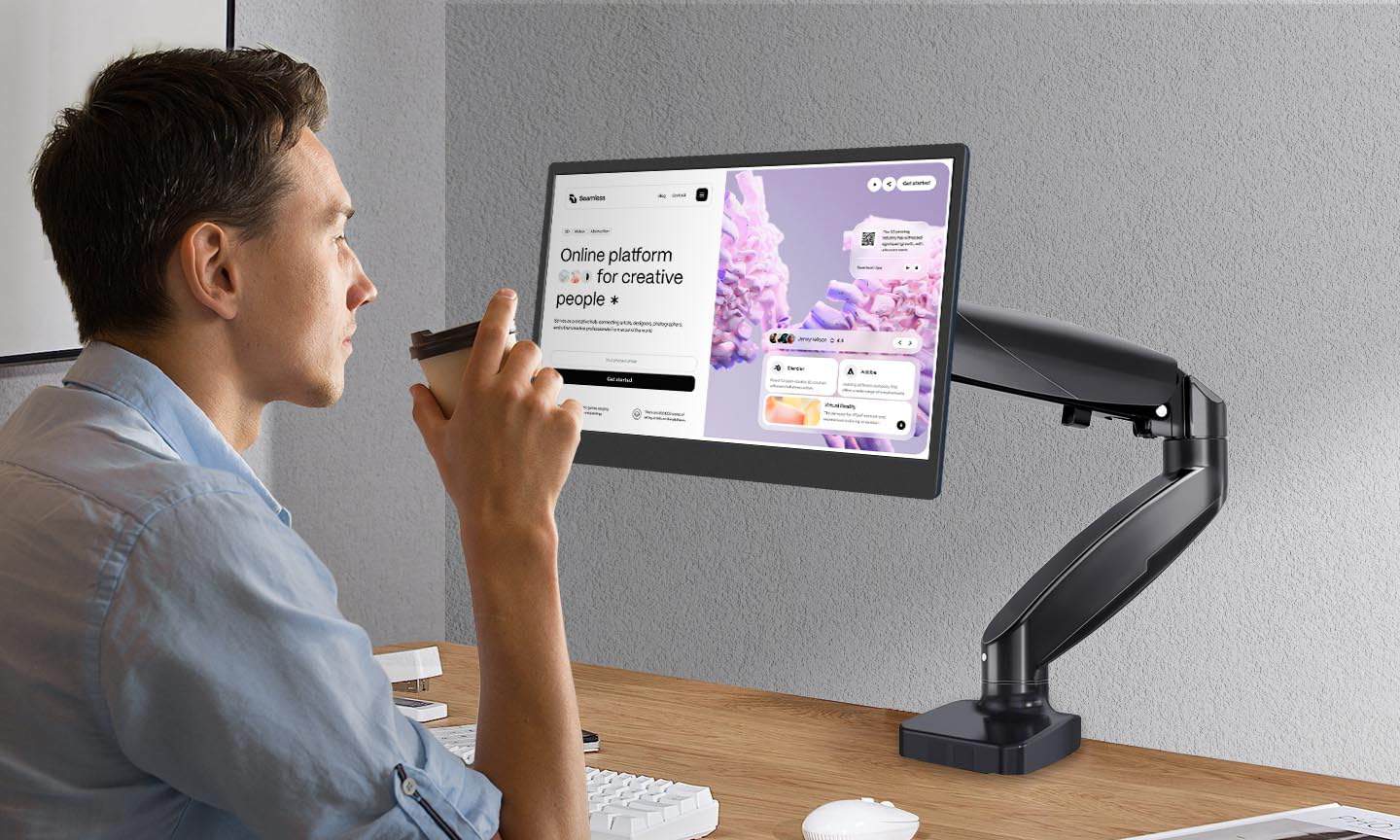 Alternative view of Monitor Portátil Gechic M153U 15.6" 4K 3840x2160, USB-C &