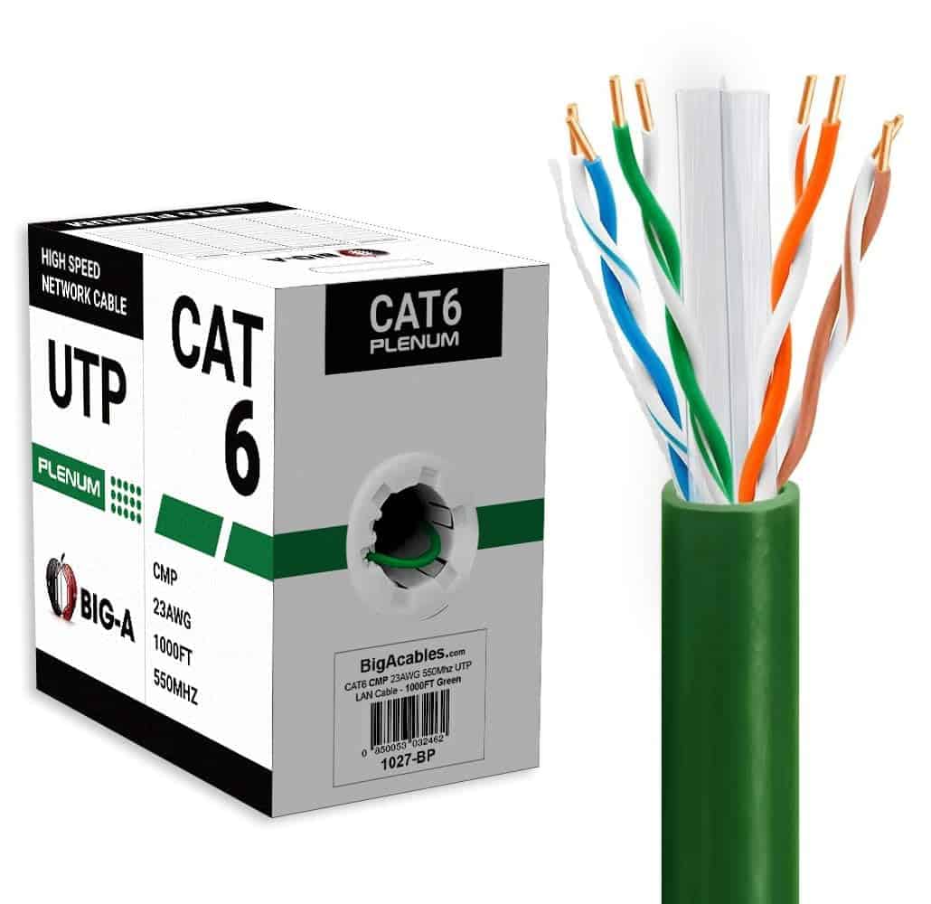 Cable Ethernet Big-A Plenum Cat 6 de 1000 pies, Cable Cat6