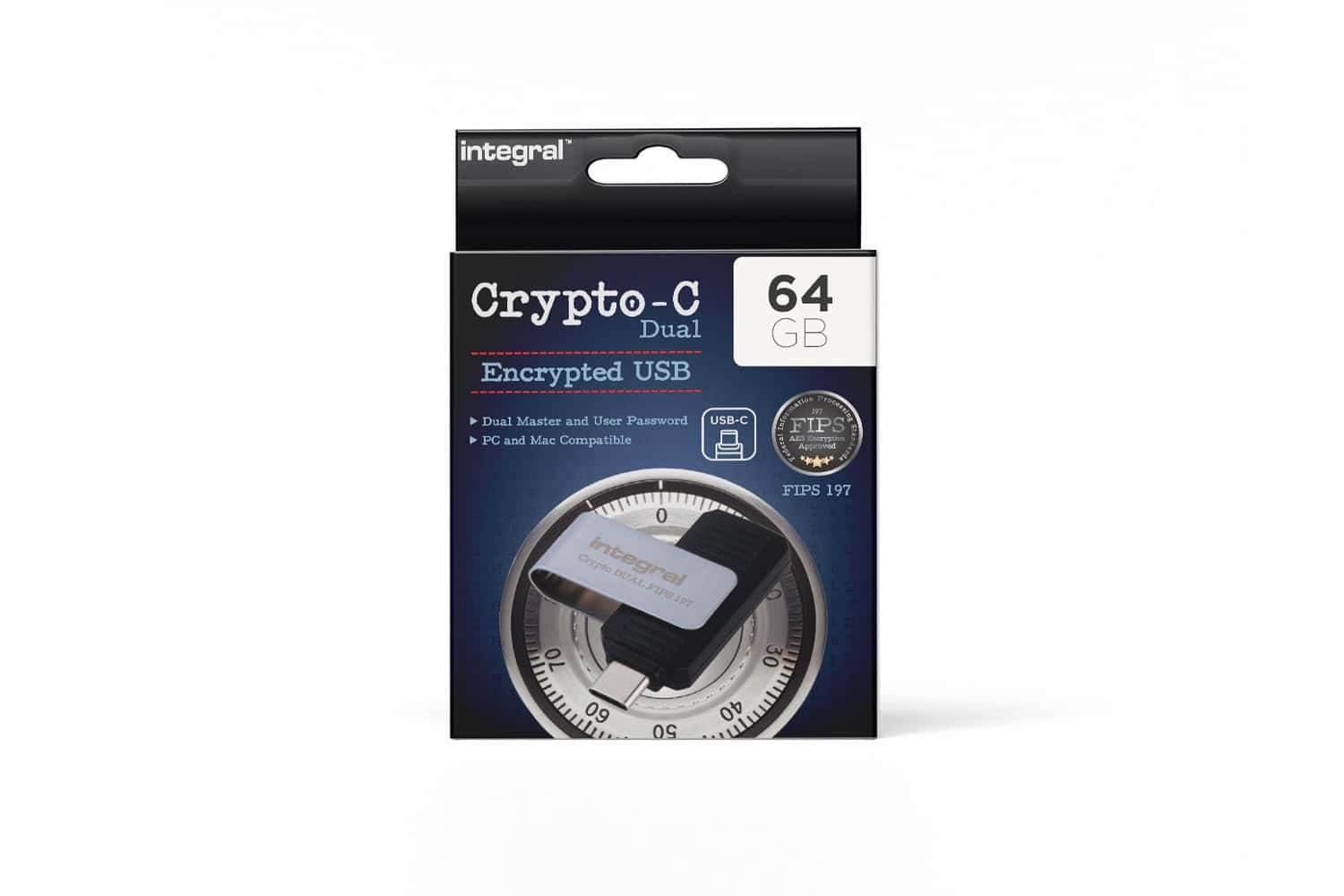Memoria Flash USB Integral 64GB Crypto-C Dual Encriptada,
