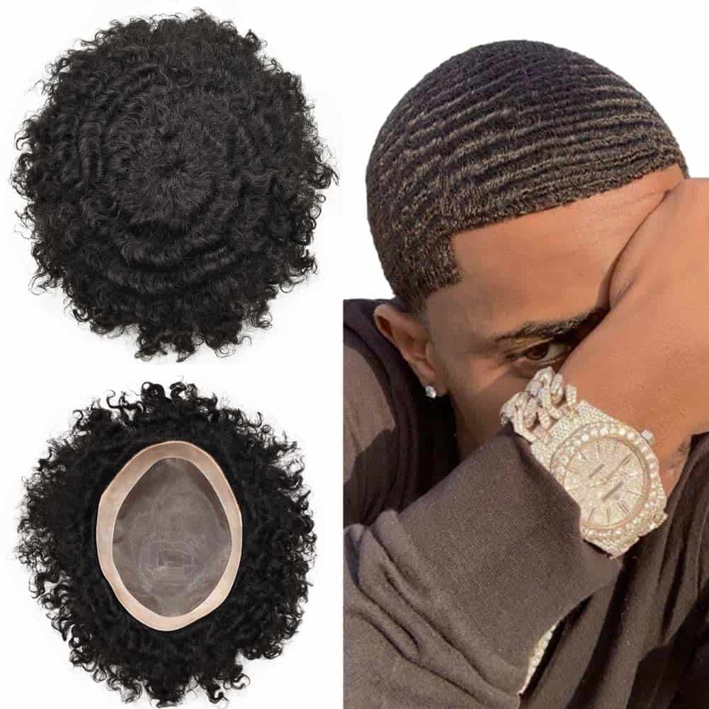 Tupé Curly Pelo Rizado para Hombres Negros Unidades de
