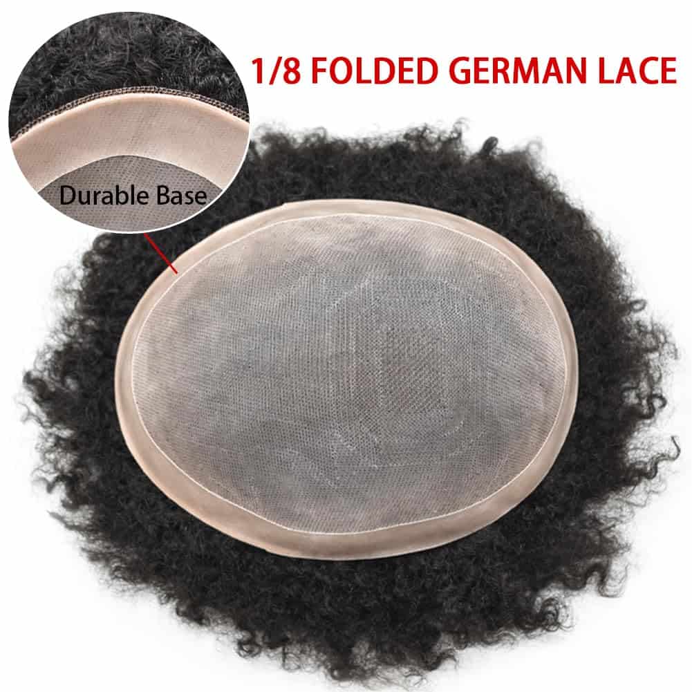 Alternative view of Tupé Rizado de Pelo Curvo para Hombres Negros Afro Pelucas