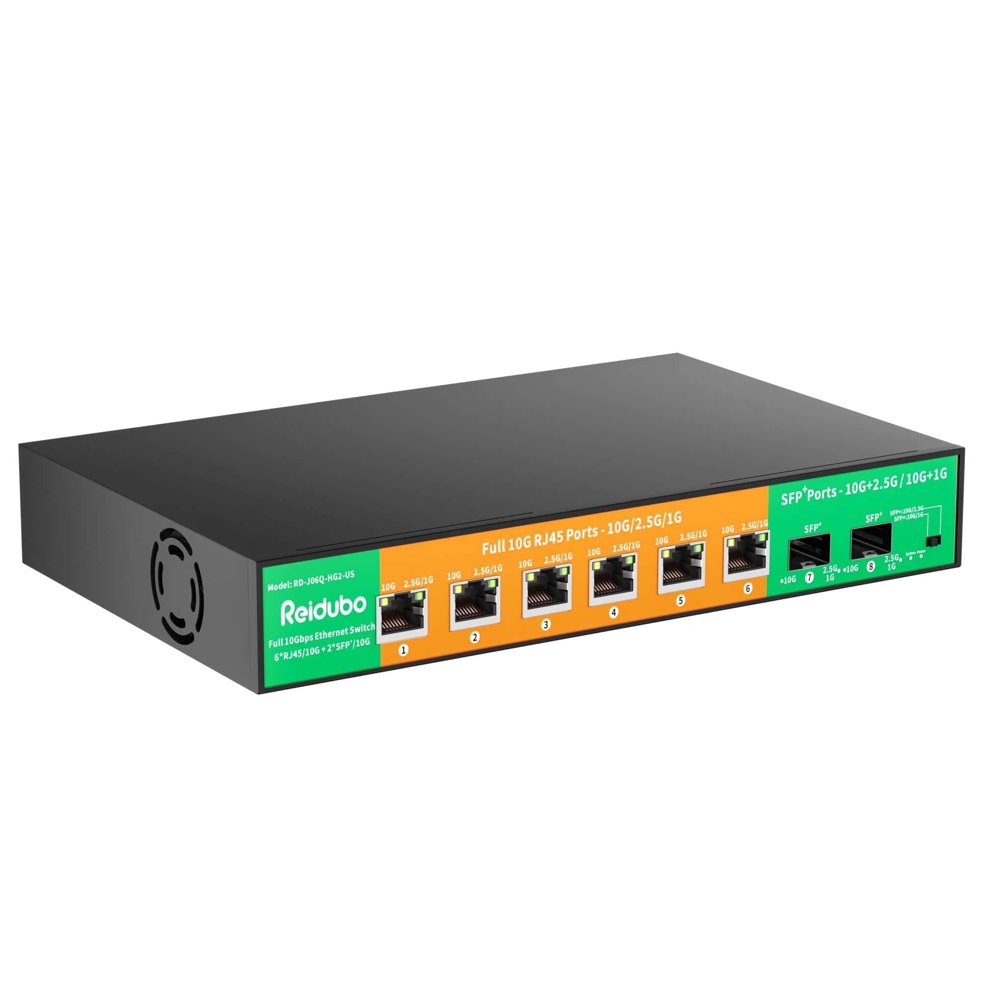 Switch de 8 Puertos 10G sin Gestionar, 6 Puertos RJ45 de