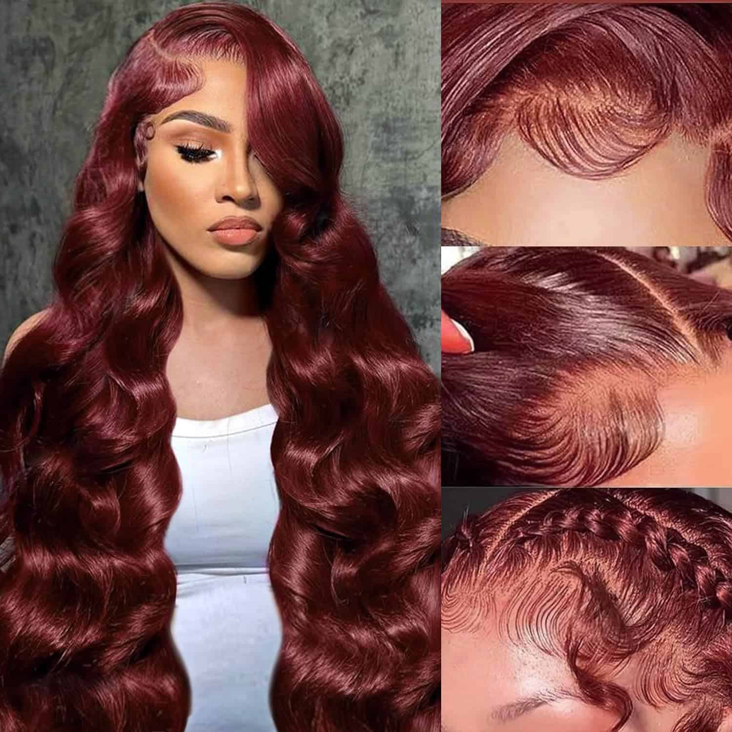 Pelucas lace front de color marrón rojizo de 30 pulgadas de