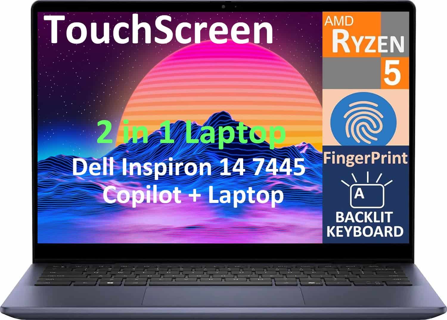 Laptop de Negocios Dell 2025 Inspiron 14 7445 2 en 1,
