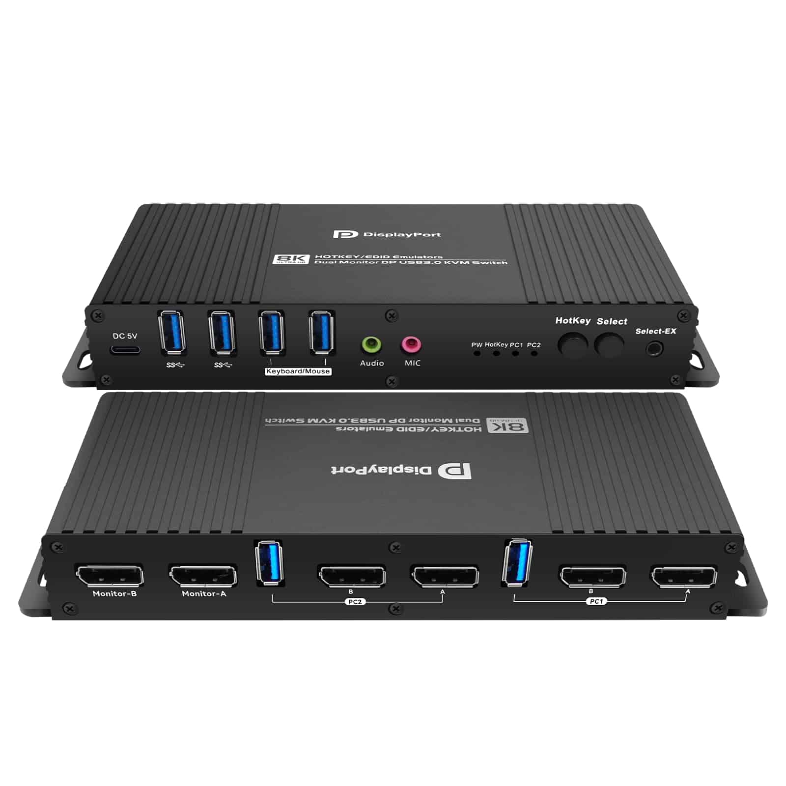 Conmutador KVM DP 2 Monitores 2 Computadoras USB 3.0