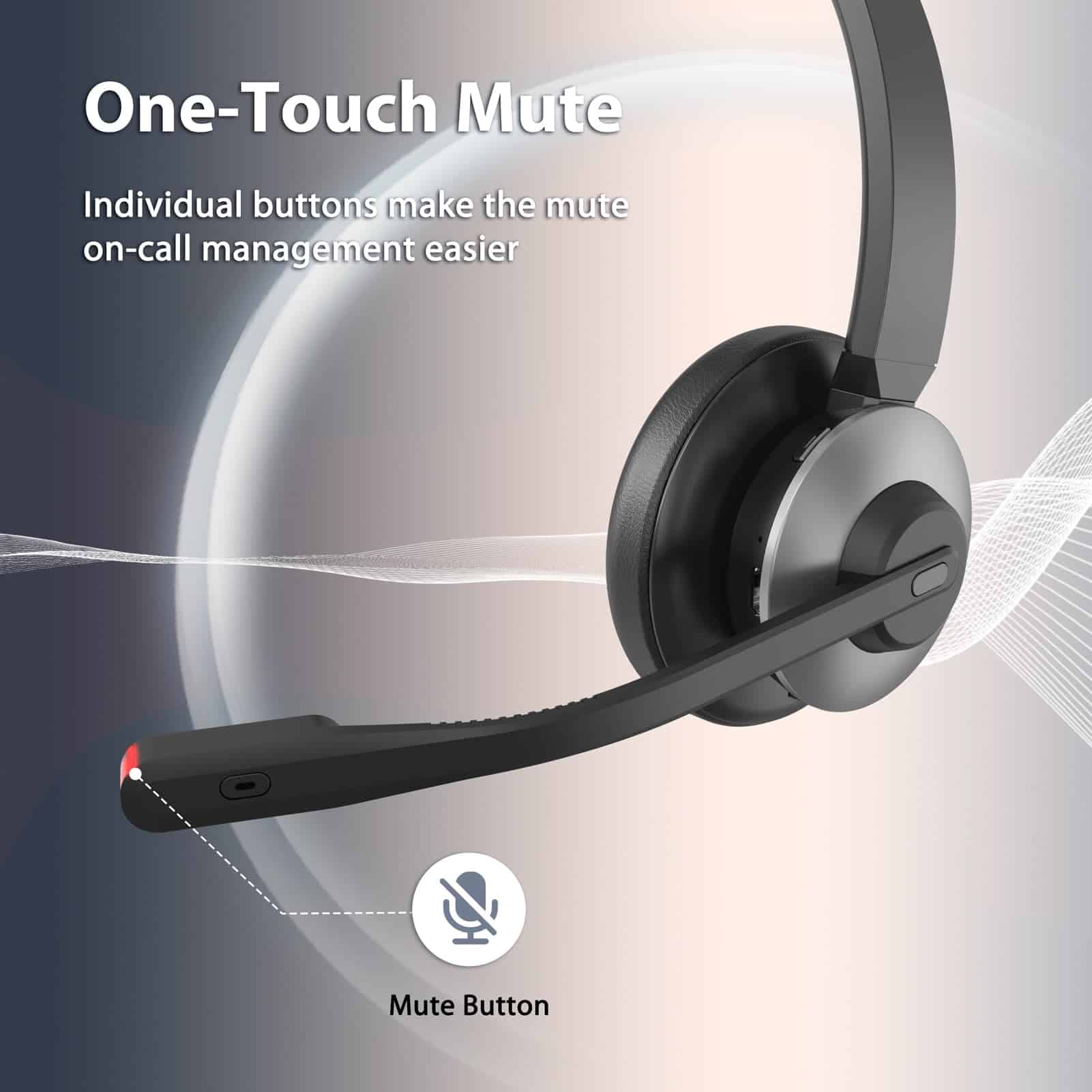 Auriculares inalámbricos con micrófono para trabajo, - Image 7