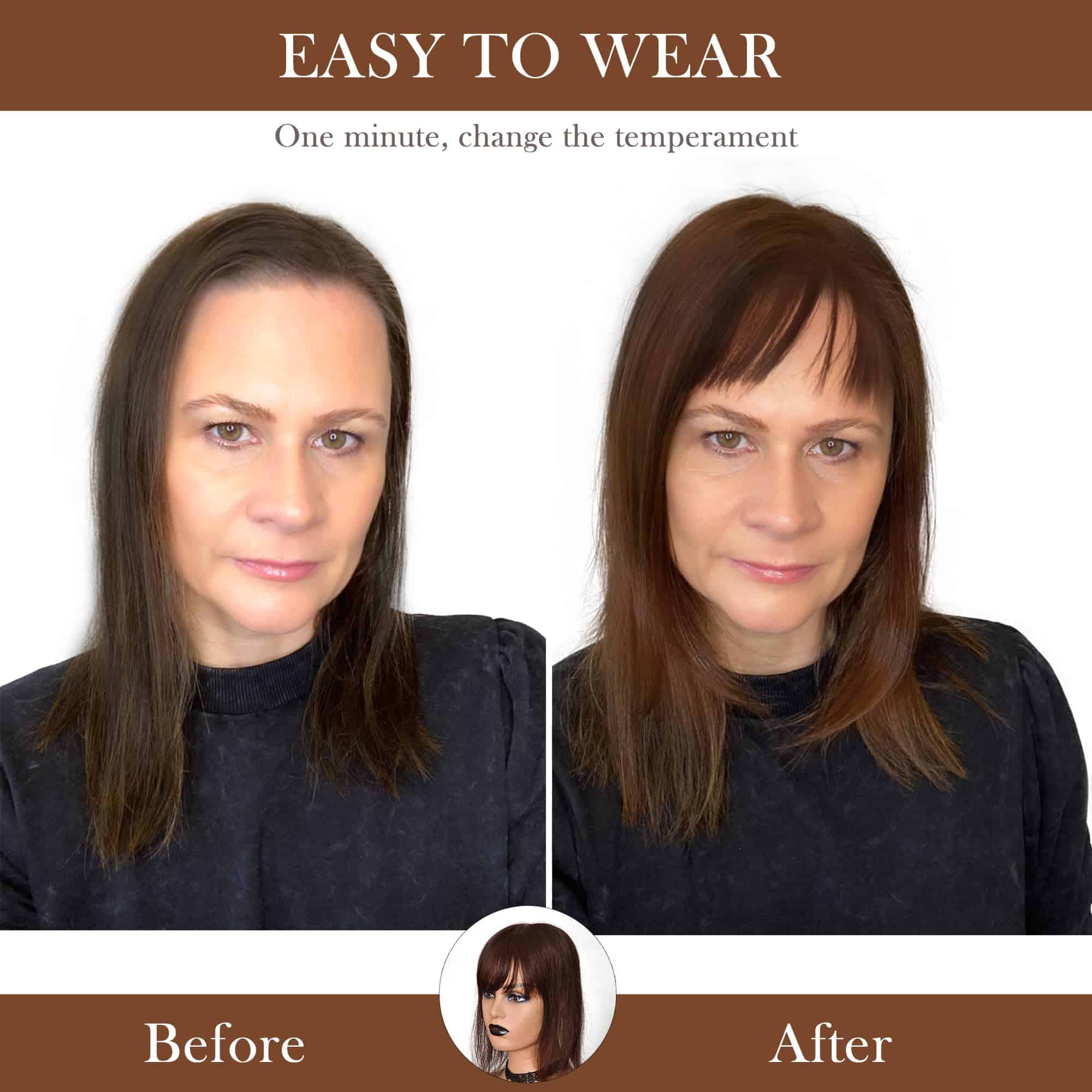 Alternative view of FQNing Hair Topper con Flequillo Cobertura -4#