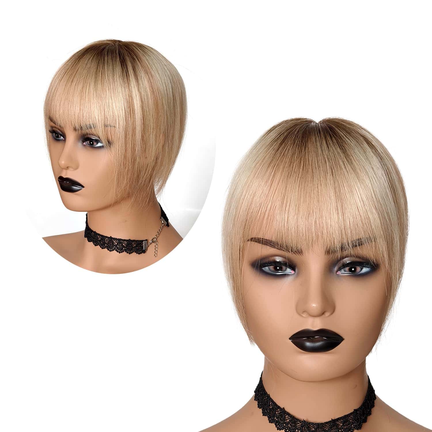 FQNing 5x5.5 pulgadas Hair Topper con Flequillo Grande Base